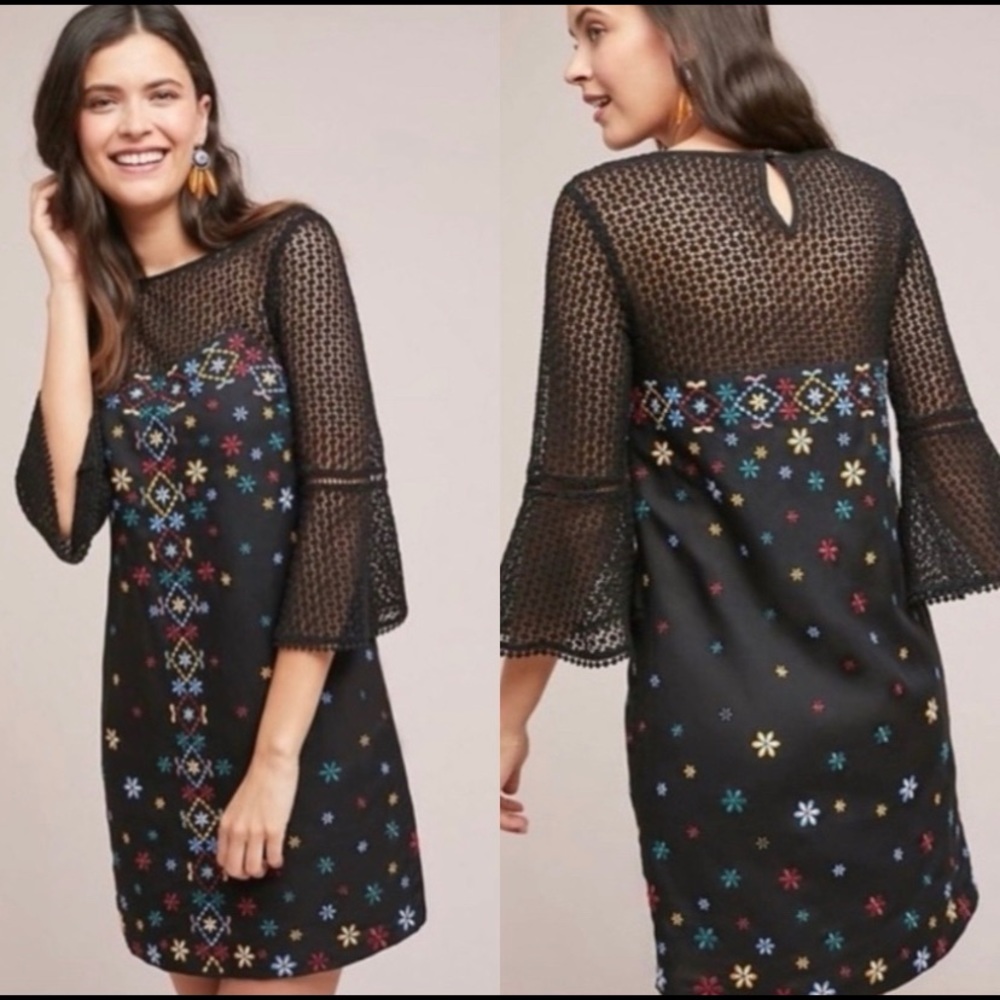 nwt maud embroidered shift dress size “12”